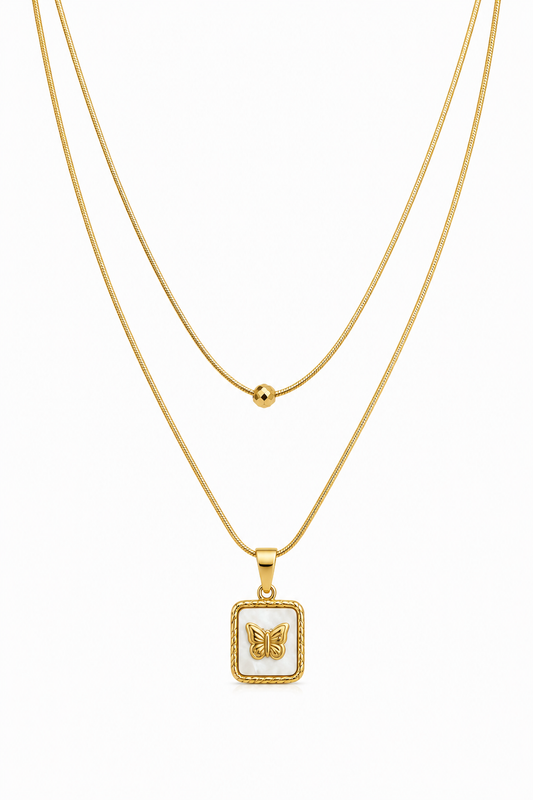 Butterfly Charm Layered Necklace