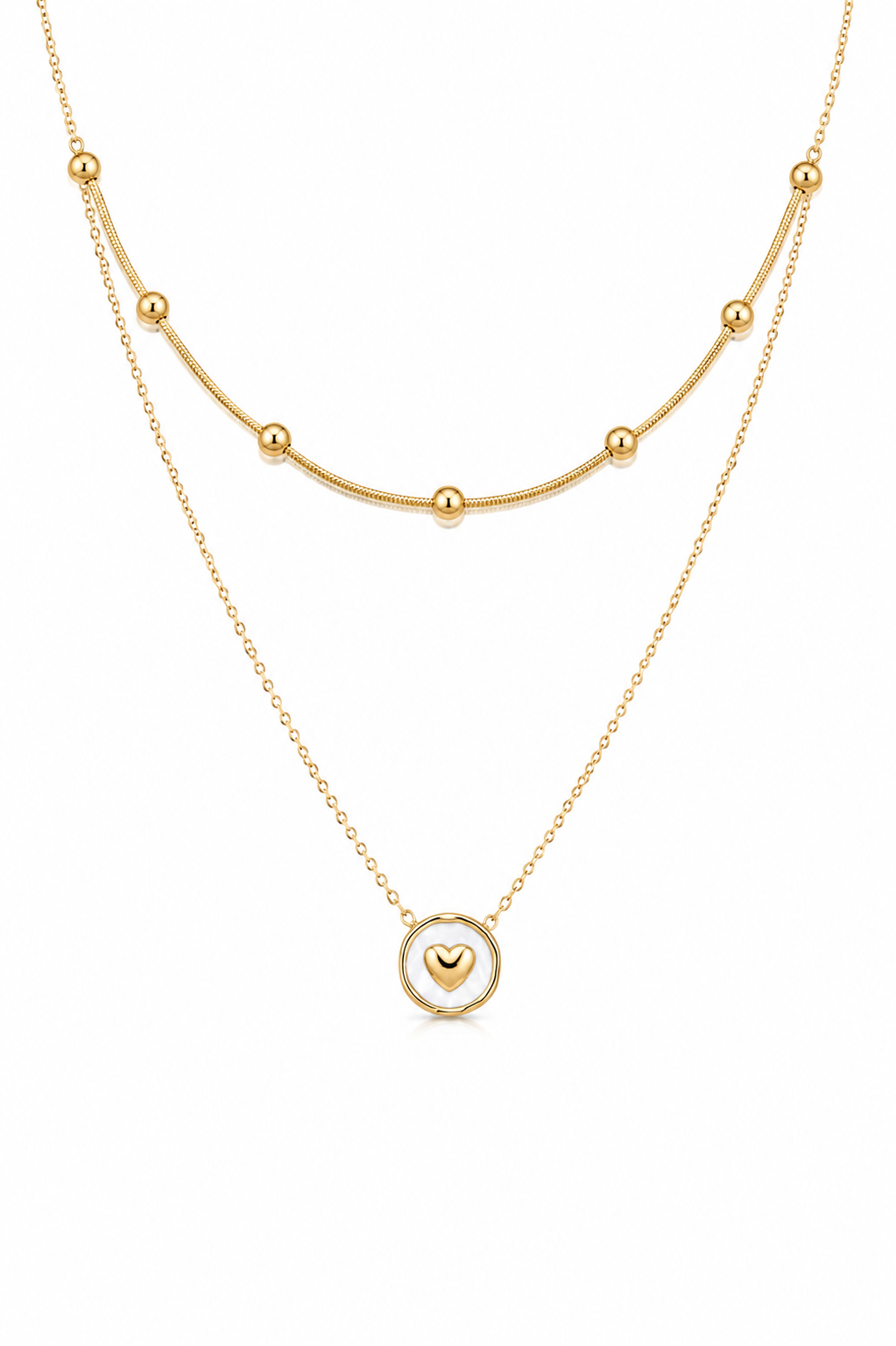Golden Heart Medallion Layered Necklace