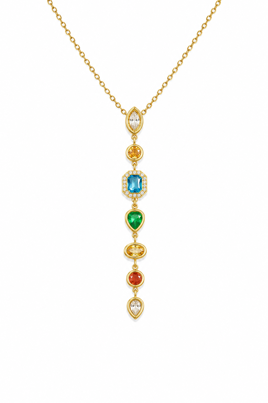 Multicolor Gemstone Drop Necklace