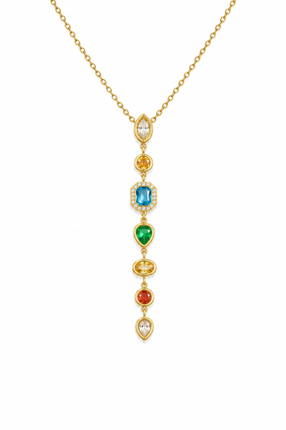 Multicolor Gemstone Drop Necklace