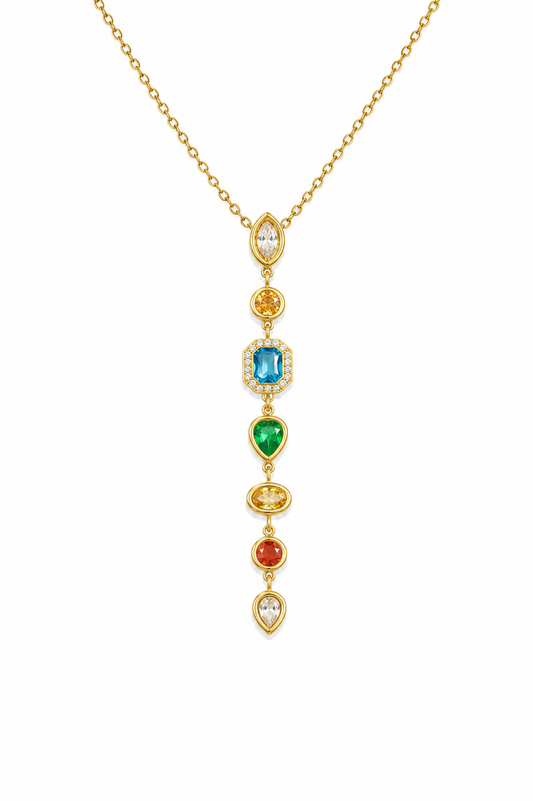 Multicolor Gemstone Drop Necklace