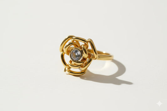 Golden Bloom Crystal Ring,