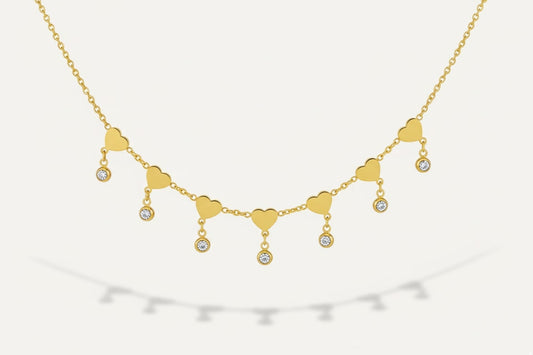 Golden Hearts Charm Necklace