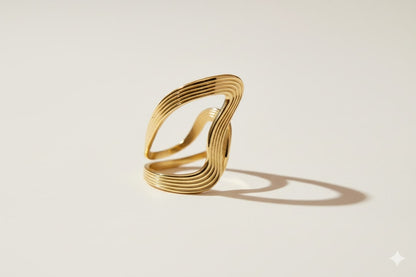 Golden Wave Statement Ring