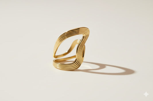 Golden Wave Statement Ring