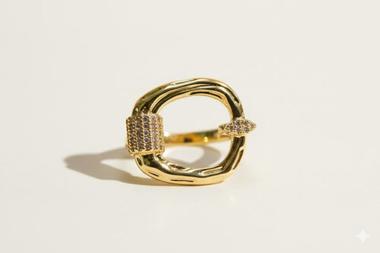 Golden Buckle CZ Ring