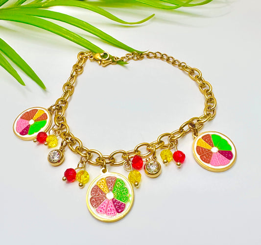 Tropical Fruit Charm Bracelet