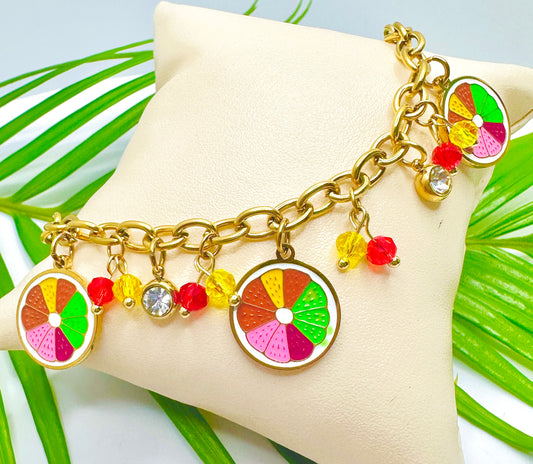 Tropical Fruit Charm Bracelet