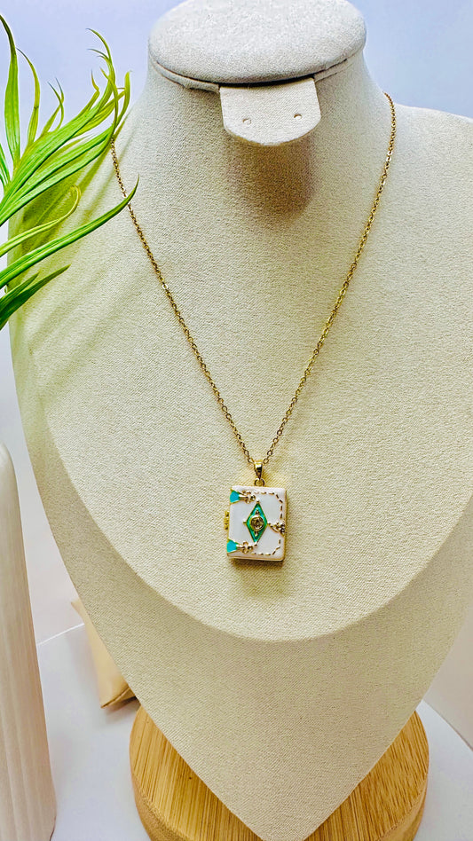 White Locket Necklace