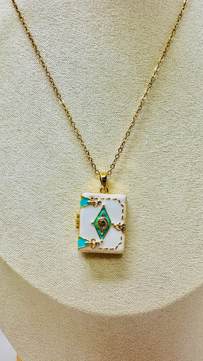 White Locket Necklace