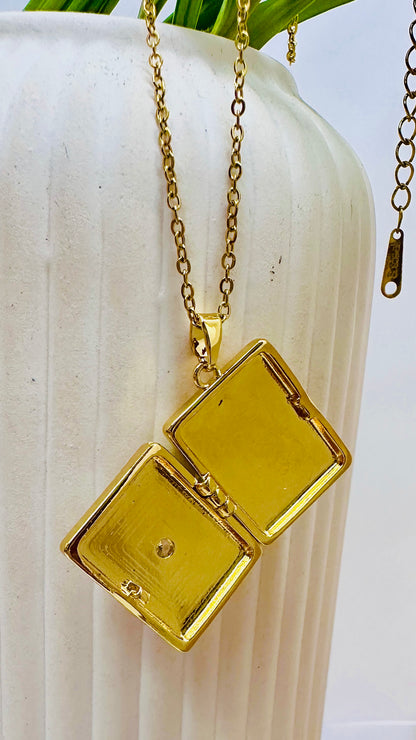 White Locket Necklace