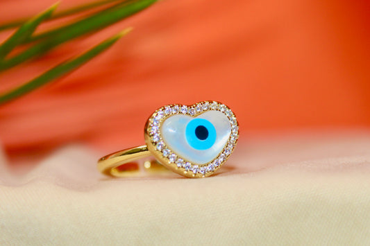 Evil Eye Heart Ring