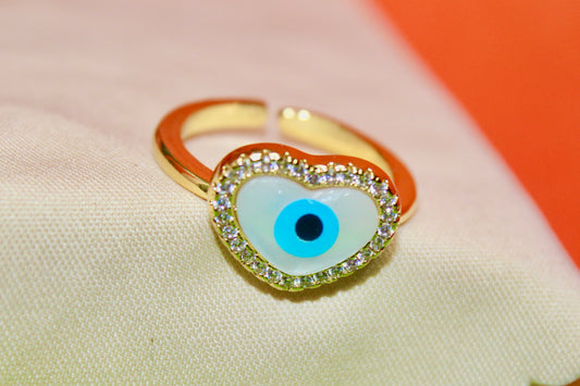 Evil Eye Heart Ring