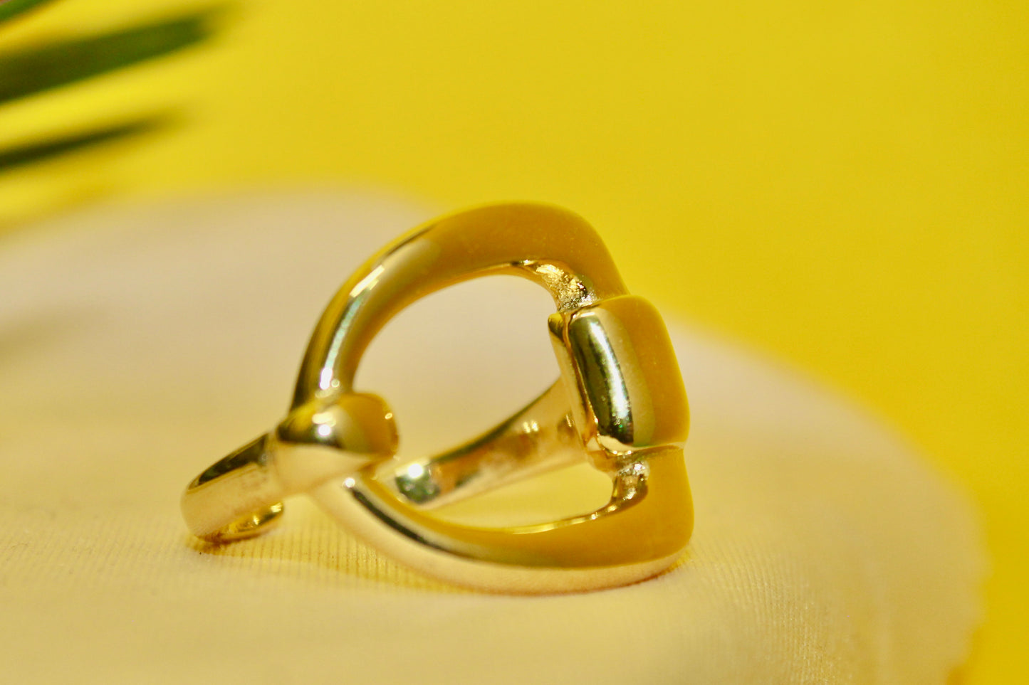 Golden Buckle Statement Ring