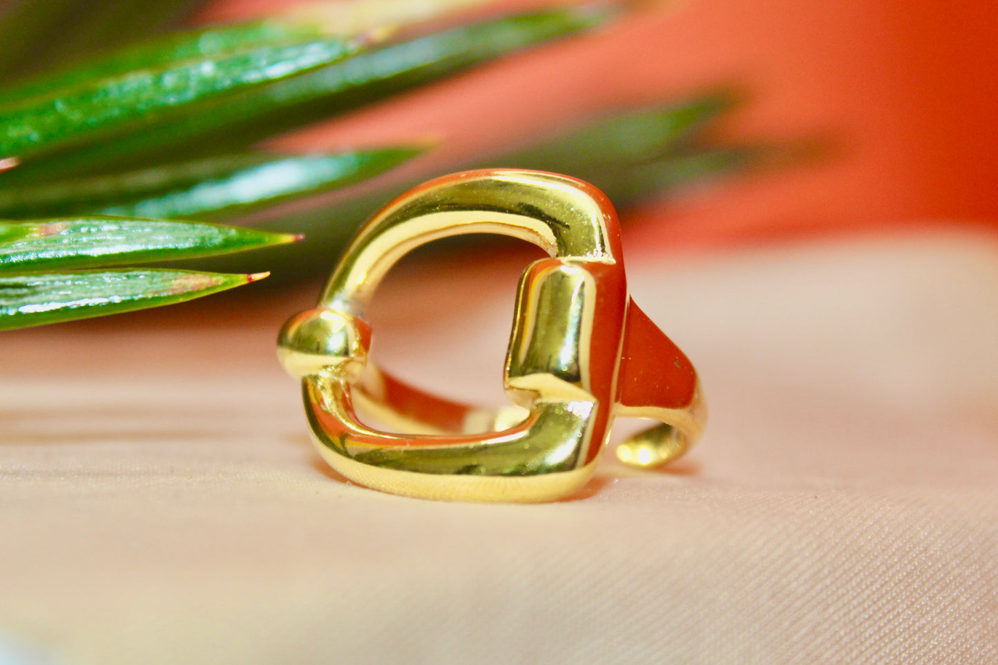Golden Buckle Statement Ring