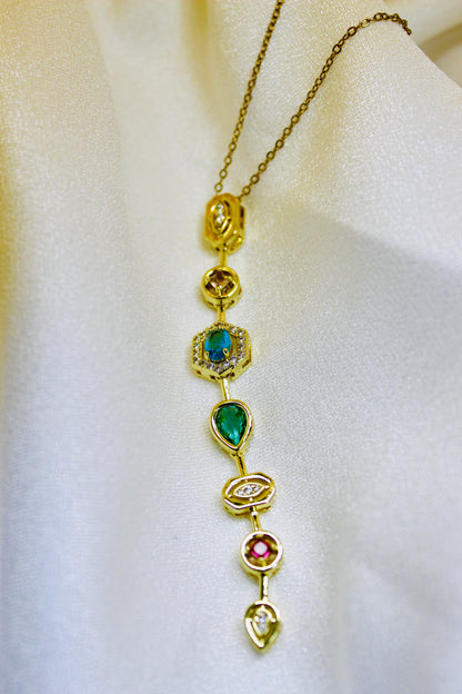 Multicolor Gemstone Drop Necklace