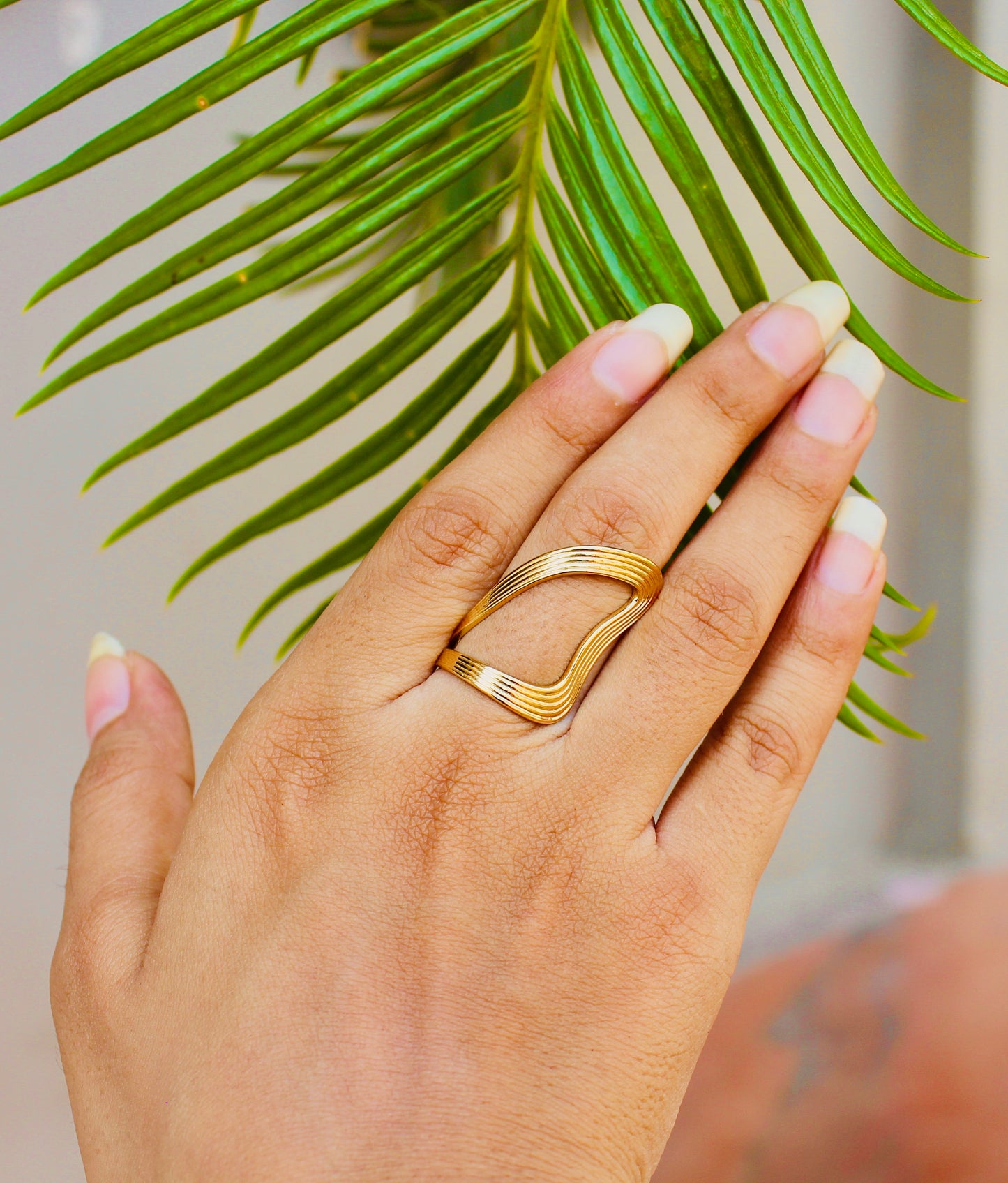 Golden Wave Statement Ring