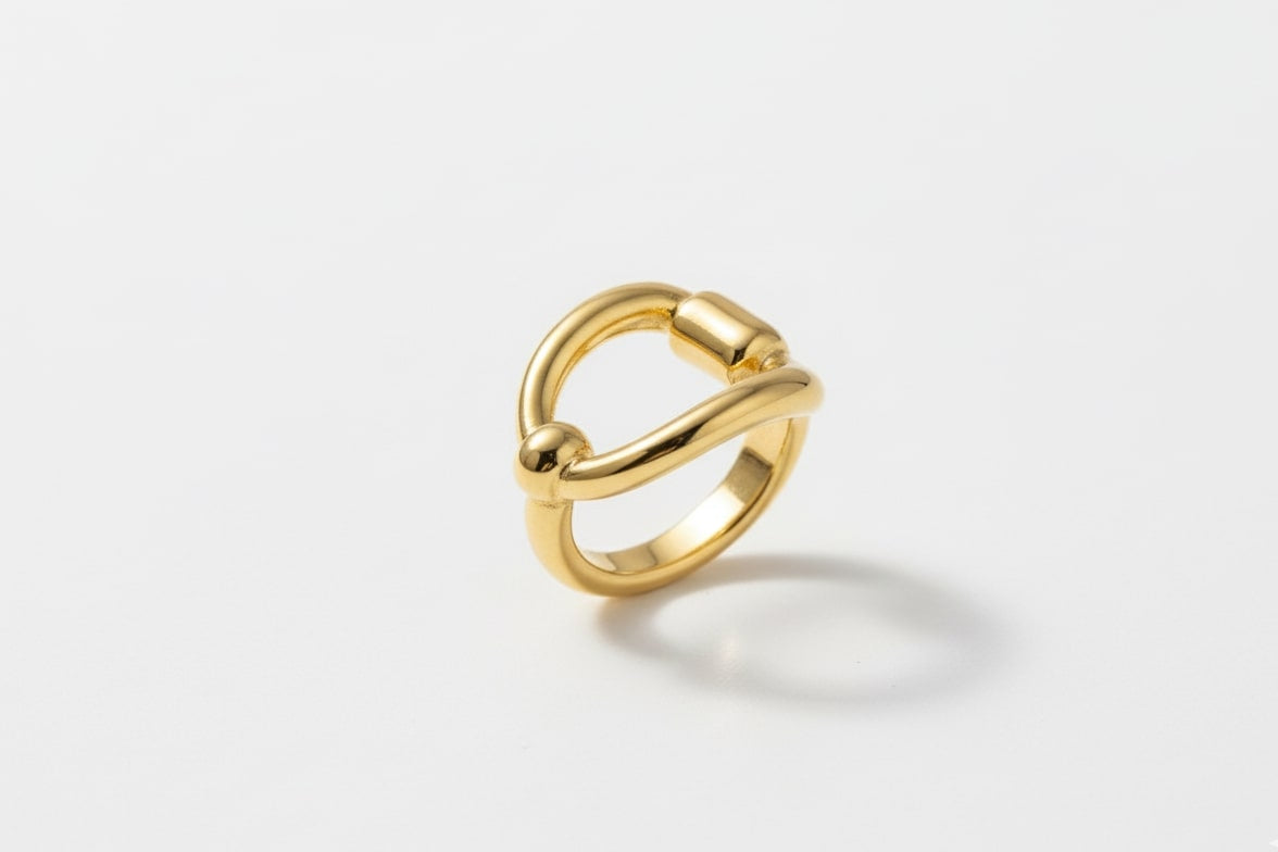Golden Buckle Statement Ring