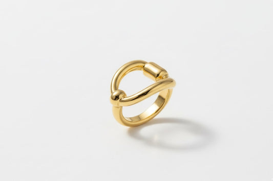 Golden Buckle Statement Ring