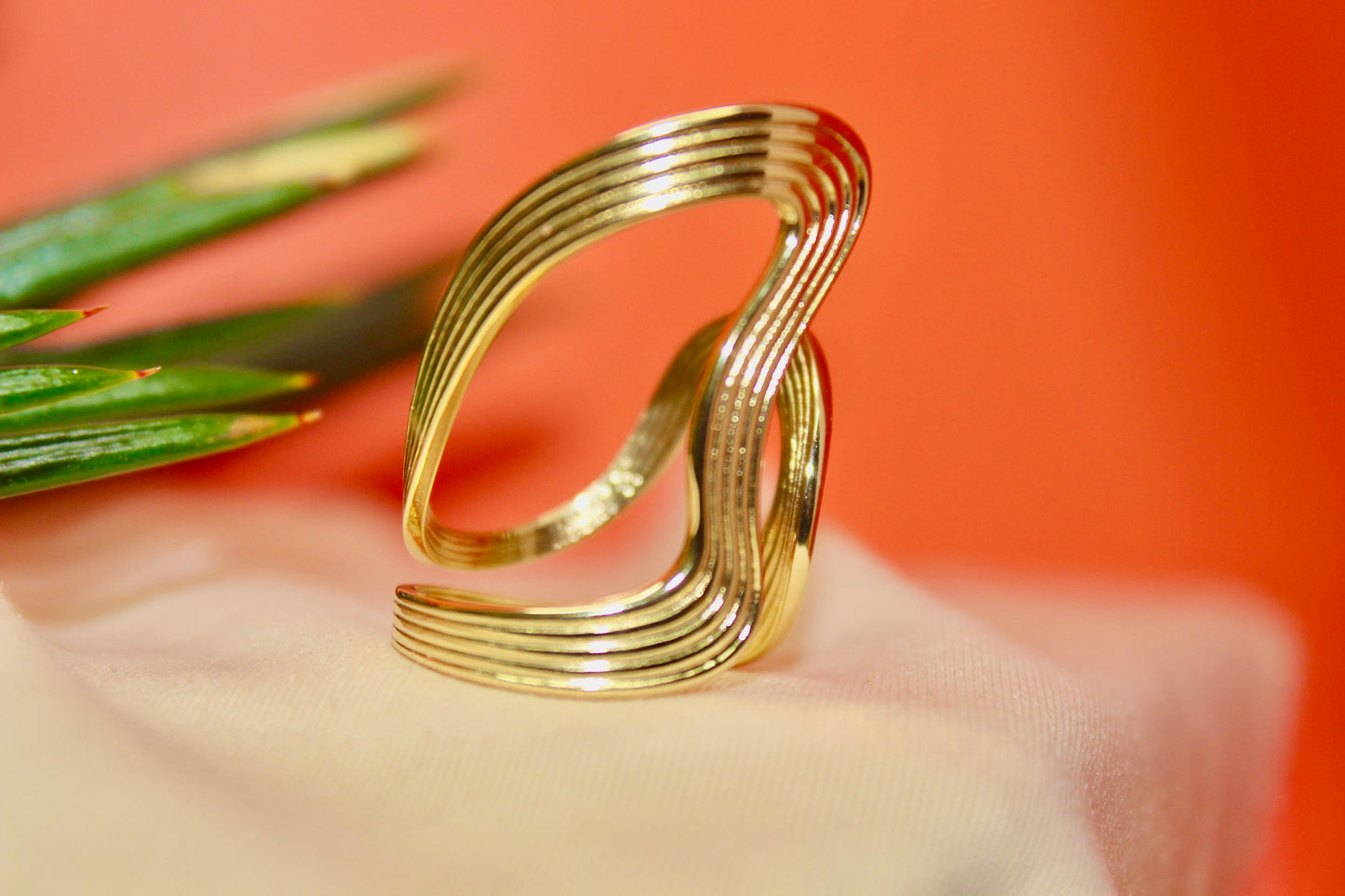 Golden Wave Statement Ring