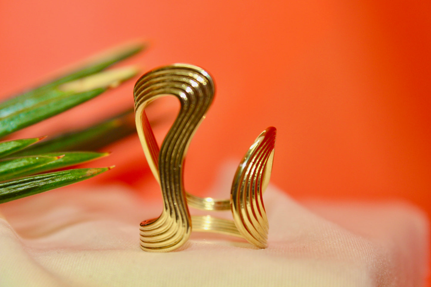 Golden Wave Statement Ring