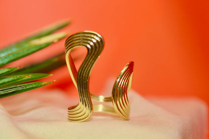 Golden Wave Statement Ring