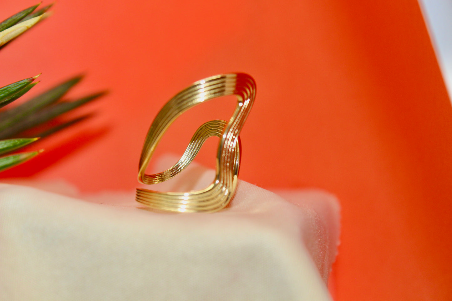 Golden Wave Statement Ring