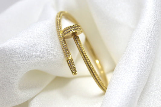 Gold Nail-Inspired Crystal Bracelet