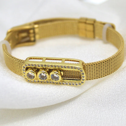 Triple Crystal Watch-Pattern Bracelet