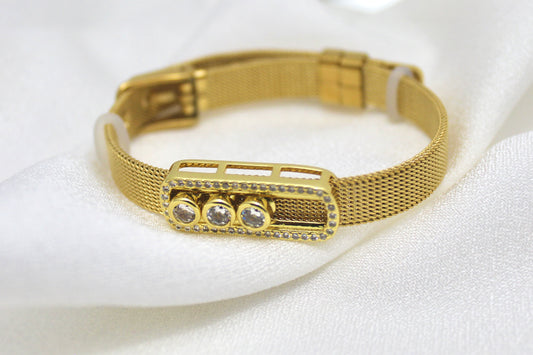 Triple Crystal Watch-Pattern Bracelet