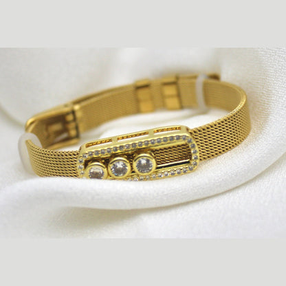 Triple Crystal Watch-Pattern Bracelet