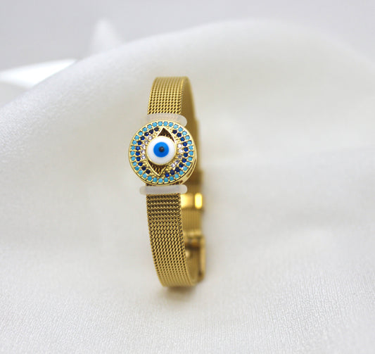 Round Evil Eye watch bracelet