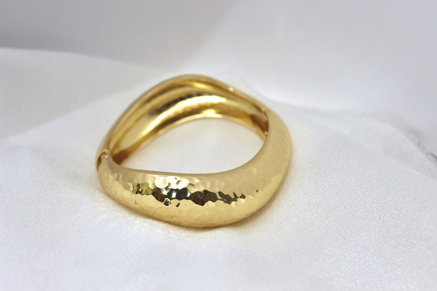 Hammered Gold Statement Bangle
