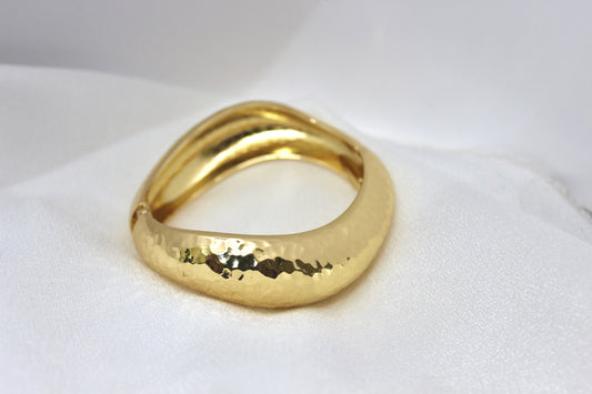 Hammered Gold Statement Bangle