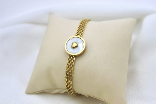 Mother of Pearl Heart Charm Bracelet