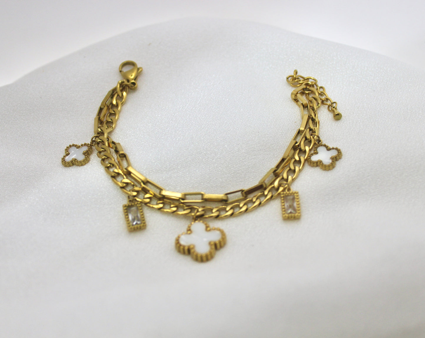 Clover and Crystal Charm Bracelet