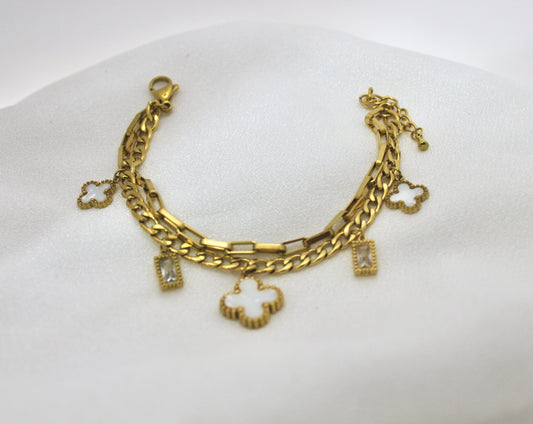 Clover and Crystal Charm Bracelet
