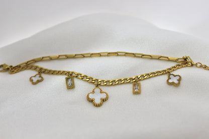 Clover and Crystal Charm Bracelet