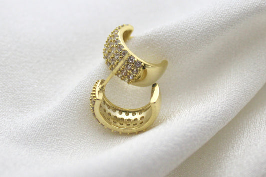 Gold Pave Hoop Earrings