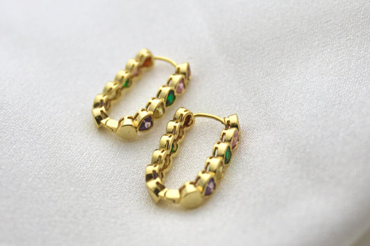 Rainbow Chain Hoop Earrings