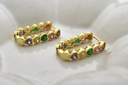 Rainbow Chain Hoop Earrings