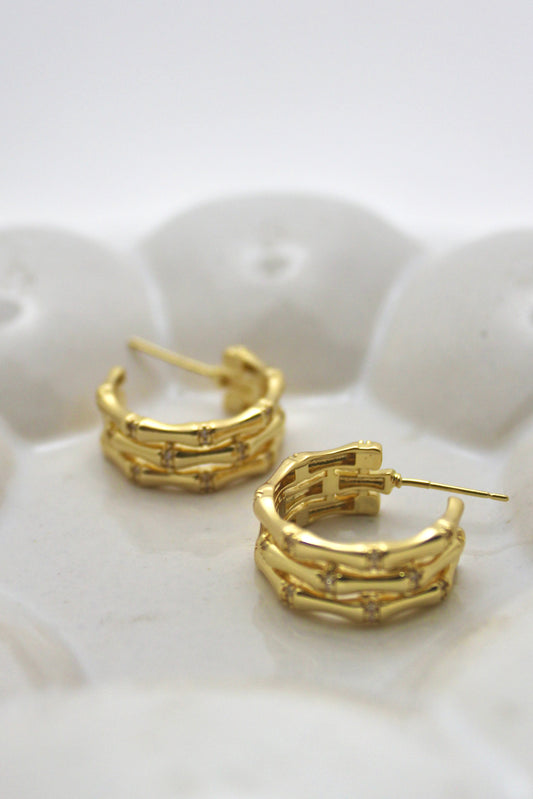 Golden Grid Hoop Earrings