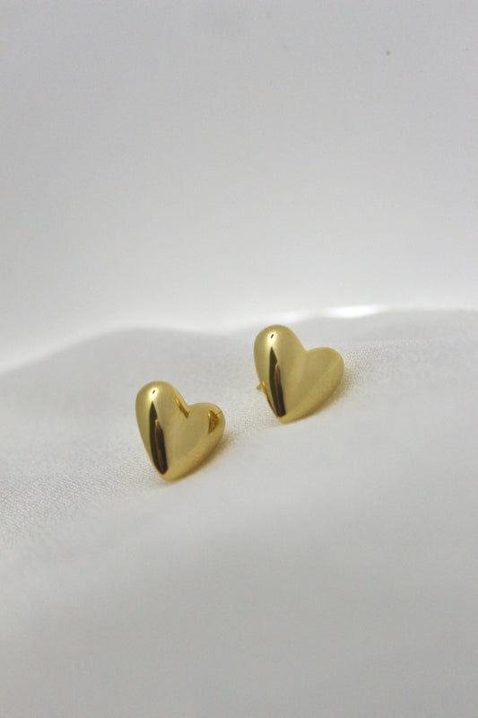 Golden Heart Stud Earrings