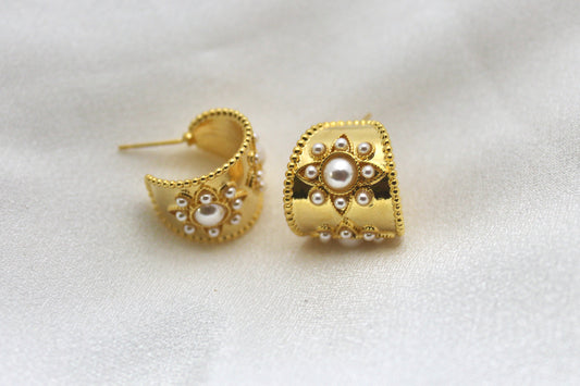 Regal Pearl Statement Hoops
