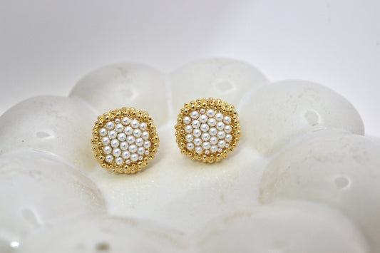 Pearl Cluster Stud Earrings