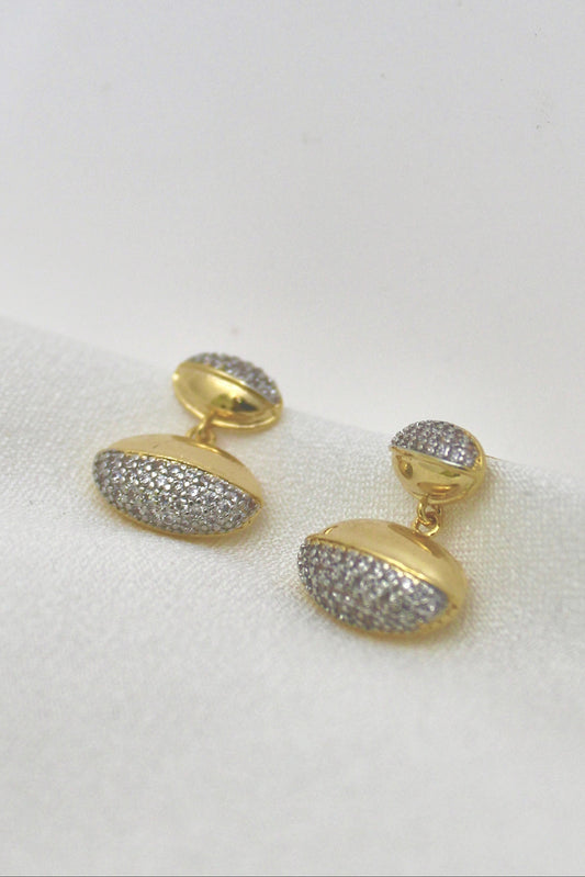 Oval Pavé Drop Earrings