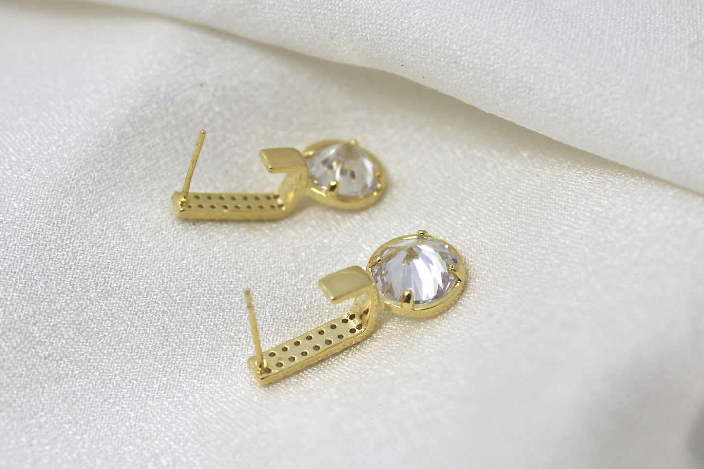 Round Solitaire Drop Earrings