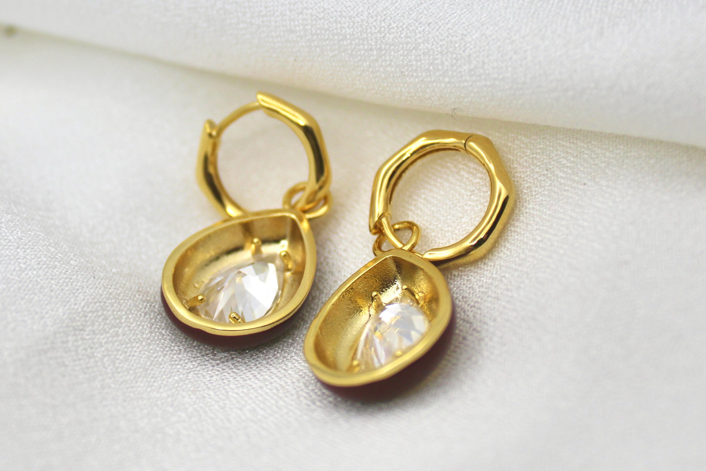 Mocha Teardrop Enamel Earrings