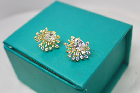 Golden Starburst Crystal Earrings