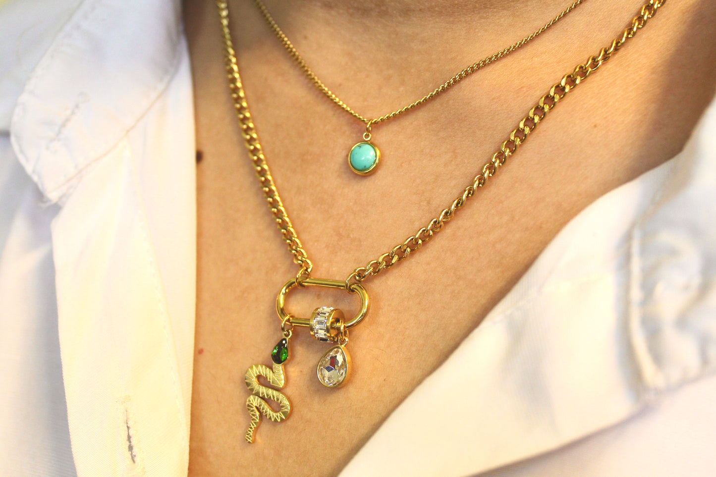 Golden S Charm Layered Necklace